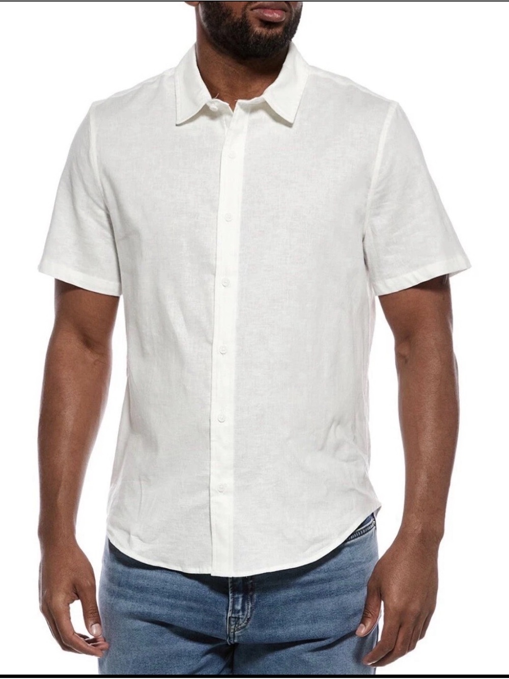 Onia Linen Blend Short Sleeve Button Down Shirt White Size M